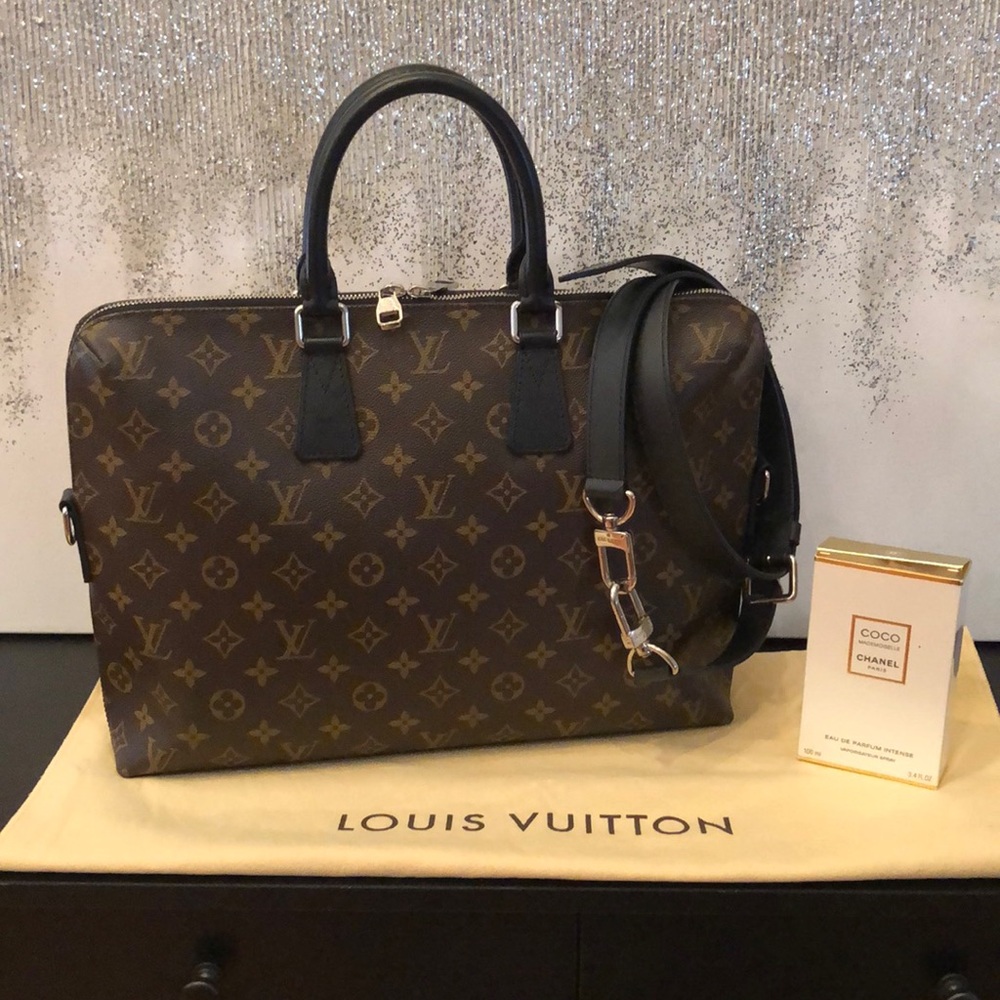 LV MACASSAR UNISEX BRIEFCASE WITH LONF STRAP